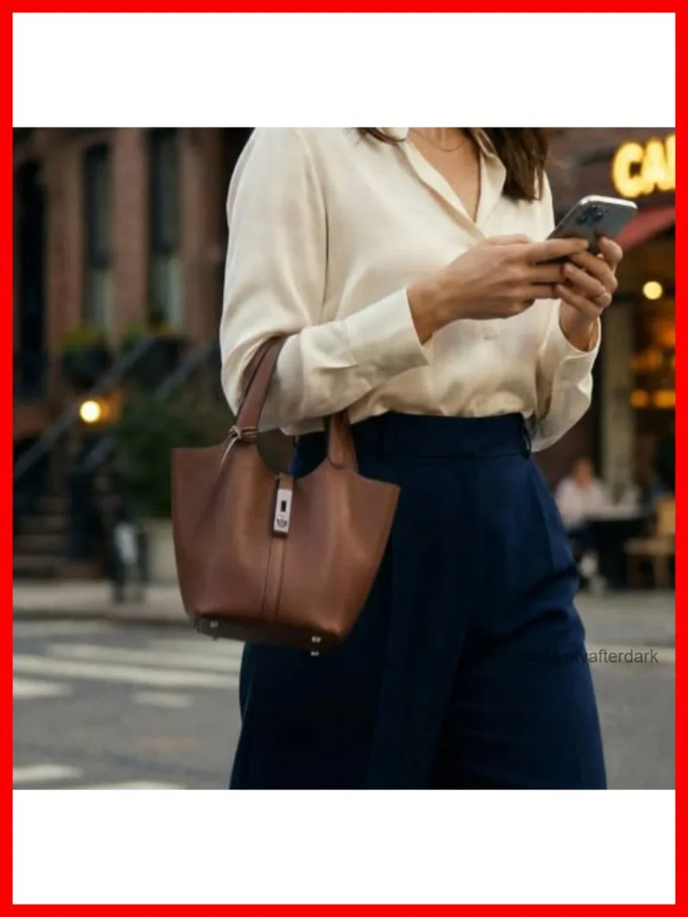 Vegan Leather Top Handle Satchel Tote with Lock Buckle